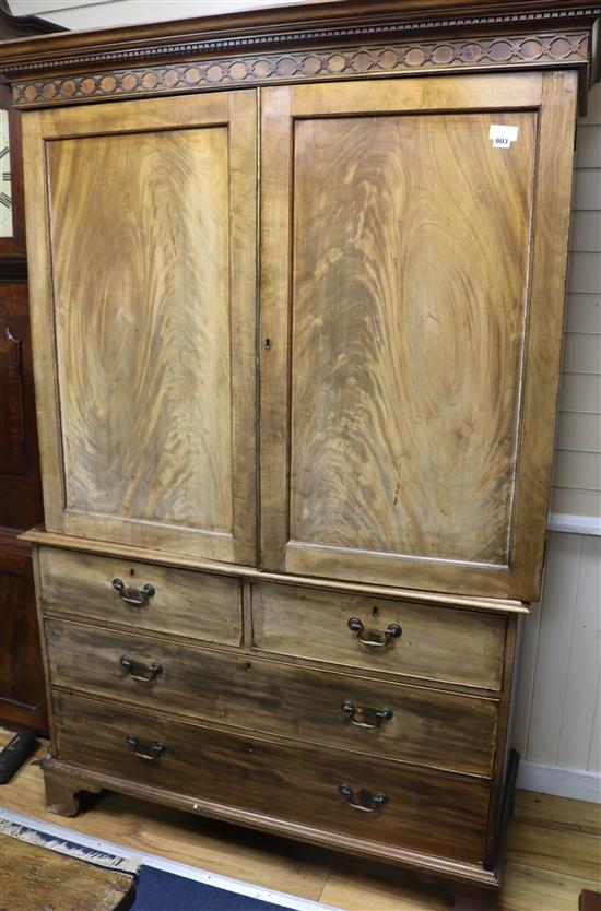 A George III mahogany linen press 4ft 6in.